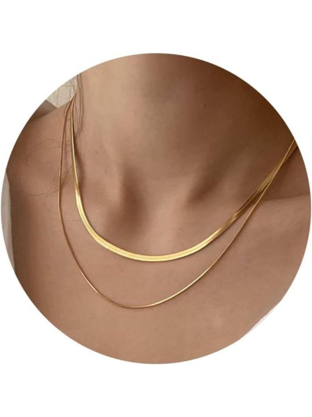 Elegant 14K Gold/Silver Plated Herringbone Snake Chain Necklace for Women